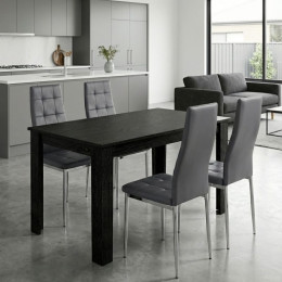 Σετ Τραπεζαρία 5τμχ Darlen - Rosa Megapap Χρώμα Sencron Black - Γκρι/χρωμίου Πόδι 125x72x74εκ.