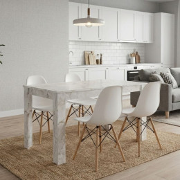 Σετ Τραπεζαρία 5τμχ Darlen - Nova Megapap Χρώμα Λευκό εφέ Μαρμάρου - Λευκό 125x72x74εκ.