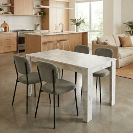 Σετ Τραπεζαρία 5τμχ Darlen - Kevin Megapap Χρώμα Λευκό εφέ Μαρμάρου - Λαδί 125x72x74εκ.