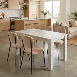 Σετ Τραπεζαρία 5τμχ Darlen - Kevin Megapap Χρώμα Λευκό εφέ Μαρμάρου - Μόκα 125x72x74εκ.