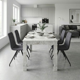 Σετ Τραπεζαρία 5τμχ Darlen - Bianca Megapap Χρώμα Λευκό εφέ Μαρμάρου - Γκρι 125x72x74εκ.