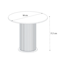 Σετ Τραπεζαρία 5τμχ Bohema - Rosa Megapap Χρώμα Ivory/sepet oak - Γκρι Ø90x77,7εκ.