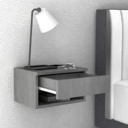 Κομοδίνο Επιτοίχιο Mary Megapap Χρώμα Γκρι Σκυροδέματος 40x30x23εκ.