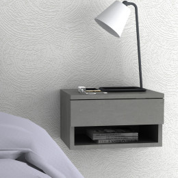 Κομοδίνο Επιτοίχιο Mary Megapap Χρώμα Γκρι Σκυροδέματος 40x30x23εκ.