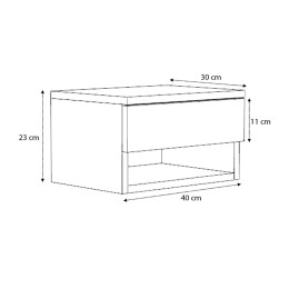 Κομοδίνο Επιτοίχιο Mary Megapap Χρώμα Γκρι Σκυροδέματος 40x30x23εκ.