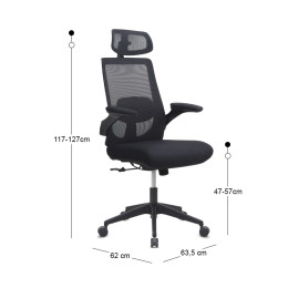 Καρέκλα Γραφείου Διευθυντική Belora Megapap με Ύφασμα Mesh Χρώμα Μαύρο 63,5x62x117/127εκ.