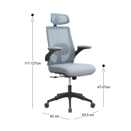 Καρέκλα Γραφείου Διευθυντική Belora Megapap με Ύφασμα Mesh Χρώμα Γκρι 63,5x62x117/127εκ.