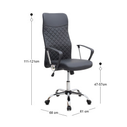 Καρέκλα Γραφείου Novaro Megapap από Τεχνόδερμα Χρώμα Μαύρο 61x68x111/121εκ.