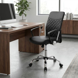 Καρέκλα Γραφείου Avelon Megapap από Τεχνόδερμα Χρώμα Μαύρο 60x56x94/103εκ.