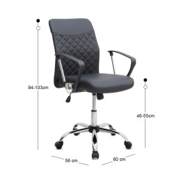 Καρέκλα Γραφείου Avelon Megapap από Τεχνόδερμα Χρώμα Μαύρο 60x56x94/103εκ.