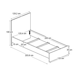 Κρεβάτι Troy Megapap Χρώμα Καρυδί 120x200εκ.