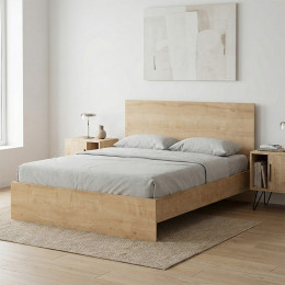 Κρεβάτι Troy Megapap Χρώμα Φυσικό Οξιάς 150x200εκ.