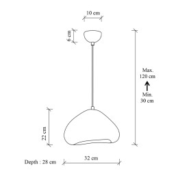 Φωτιστικό Οροφής Lora Megapap e27 Fiberglass Μονόφωτο Χρώμα Λευκό 32x28x120εκ.