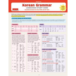 Korean Grammar Language Study Card