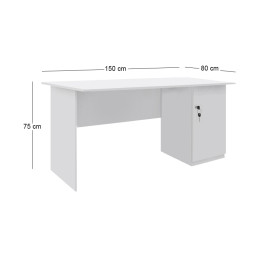 Γραφείο Εργασίας Moto Megapap Χρώμα Λευκό 150x80x75εκ.