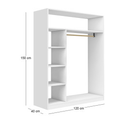 Ντουλάπα Ρούχων Ανοιχτή - Έπιπλο Εισόδου Sandra Megapap Χρώμα Λευκό 120x40x150εκ.