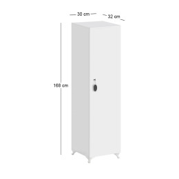 Ντουλάπι με Κλειδαριά Zehra Megapap Χρώμα Λευκό 30x32x168εκ.