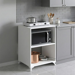 Έπιπλο Κουζίνας για Φουρνάκι Nadine Megapap Χρώμα Λευκό 60x56x85εκ.