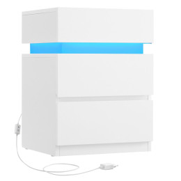 Vasagle Κομοδίνο με Ενσωματωμενο led Φωτισμό, Λευκό  (Let630t10v1) (Vaslet630t10v1)