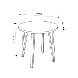 Σετ Τραπεζαρία 5τμχ Xana - Nova Megapap Χρώμα Sepet oak - Λευκό Ø90x77,7εκ.
