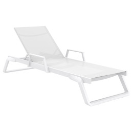 TROPIC ΞΑΠΛΩΣΤΡΑ ΜΕ ΜΠΡΑΤΣΑ WHITE/WHITE ΑΛΟΥΜ-ΠΟΛ/ΝΙΟΥ 210X72X31εκ.