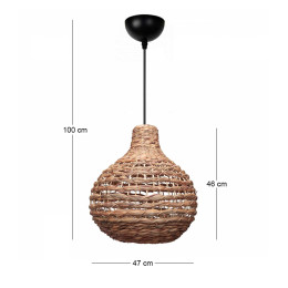 Φωτιστικό Οροφής Faya Megapap e27 Wicker Μονόφωτο Χρώμα Φυσικό Ø46x100εκ.