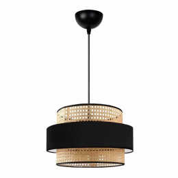 Φωτιστικό Οροφής Orvia Megapap e27 Ρατάν Μονόφωτο Χρώμα Φυσικό - Μαύρο Ø30x70εκ.