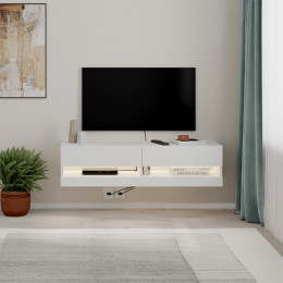 Έπιπλο Τηλεόρασης Επιτοίχιο Moon Megapap με led Χρώμα Λευκό 120x33,8x30εκ.