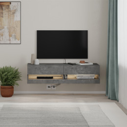 Έπιπλο Τηλεόρασης Επιτοίχιο Moon Megapap με led Χρώμα Γκρι Ρετρό 120x33,8x30εκ.