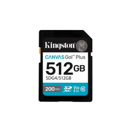 Kingston sd 512gb Canvas go Plus 200/mb/s c10 u3 v30 (Sdg4/512gb) (Kinsdg4-512gb)