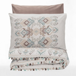 Σετ Παπλωματοθήκη Asilo Cotton box 4 τμχ Διπλή (200x220) Χρώμα Καφέ - Λευκό