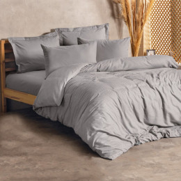 Σετ Παπλωματοθήκη Plaid Cotton box 4 τμχ Διπλή (200x220) Χρώμα Γκρι