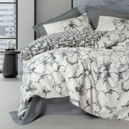 Σετ Παπλωματοθήκη Hilaris Cotton box 4 τμχ Διπλή (200x220) Χρώμα Ανθρακί