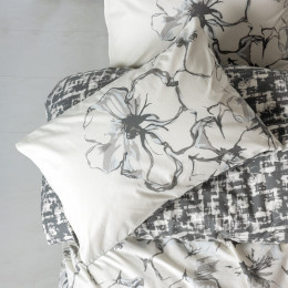 Σετ Παπλωματοθήκη Hilaris Cotton box 4 τμχ Διπλή (200x220) Χρώμα Ανθρακί