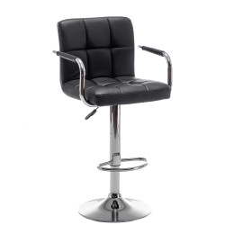 Σκαμπό Bar ArteLibre RANCOR Με Πλάτη Πτυσσόμενο Μαύρο PVC/Μέταλλο 51x50x83-105cm