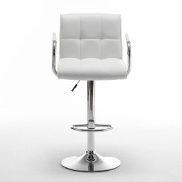 Σκαμπό Bar ArteLibre DOKK Με Πλάτη Πτυσσόμενο Λευκό PU/Μέταλλο 52x56x94-115cm