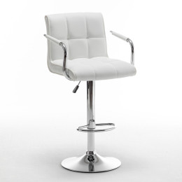 Σκαμπό Bar ArteLibre DOKK Με Πλάτη Πτυσσόμενο Λευκό PU/Μέταλλο 52x56x94-115cm