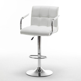 Σκαμπό Bar ArteLibre DOKK Με Πλάτη Πτυσσόμενο Λευκό PU/Μέταλλο 52x56x94-115cm