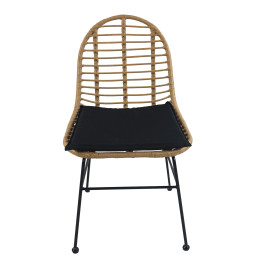 Καρέκλα Κήπου ArteLibre ACCIUS Φυσικό/Μαύρο Μέταλλο/Rattan 49x56x84cm