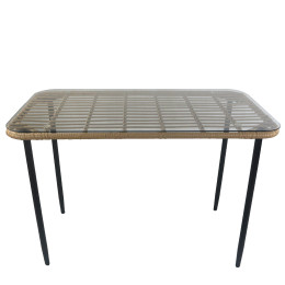 Τραπέζι Κήπου ArteLibre ANNIUS Φυσικό/Μαύρο Μέταλλο/Rattan/Γυαλί 120x70x78cm