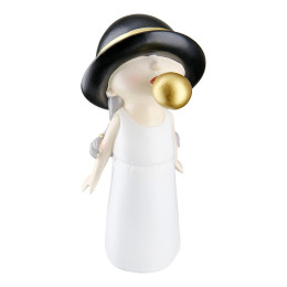Φιγούρα Παιδί Με Τσιχλόφουσκα ArteLibre Λευκό/Μαύρο Polyresin 9x8.5x19cm Σε 2 Σχέδια
