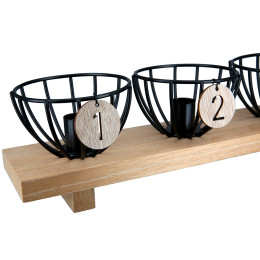 Κηροπήγιο Ορθογώνιο Μέταλλο/Ξύλο Μαύρο/Εκρού 10x45.5x10cm