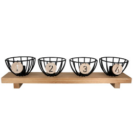 Κηροπήγιο Ορθογώνιο Μέταλλο/Ξύλο Μαύρο/Εκρού 10x45.5x10cm