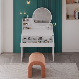 Τουαλέτα με Καθρέπτη Dior Megapap Χρώμα Λευκό 90x45x138εκ.