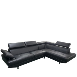 Καναπές Γωνιακός ArteLibre MASAL Μαύρο PU 280x185x85cm