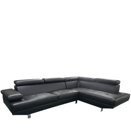 Καναπές Γωνιακός ArteLibre MASAL Μαύρο PU 280x185x85cm