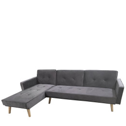 Καναπές Κρεβάτι Γωνιακός ArteLibre EMILIA Γκρι Ύφασμα 267x153x85cm