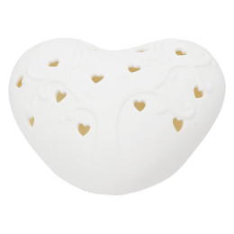 Διακοσμητικό Αντικείμενο (Led) Καρδιά Πορσελάνη Λευκό 16X14X8Cm 16X14X8Cm