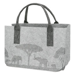 Τσάντα Ορθογώνια Μοτίφ Ελέφαντα Felt Μπεζ Ανοιχτό Γκρι 2 Ποικιλία 40X25X26Cm 40X25X26Cm