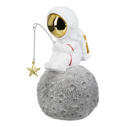 Figure Astronaut Synthetic Resin Grey White 2 Assorted 10X14X18Cm 10X14X18Cm